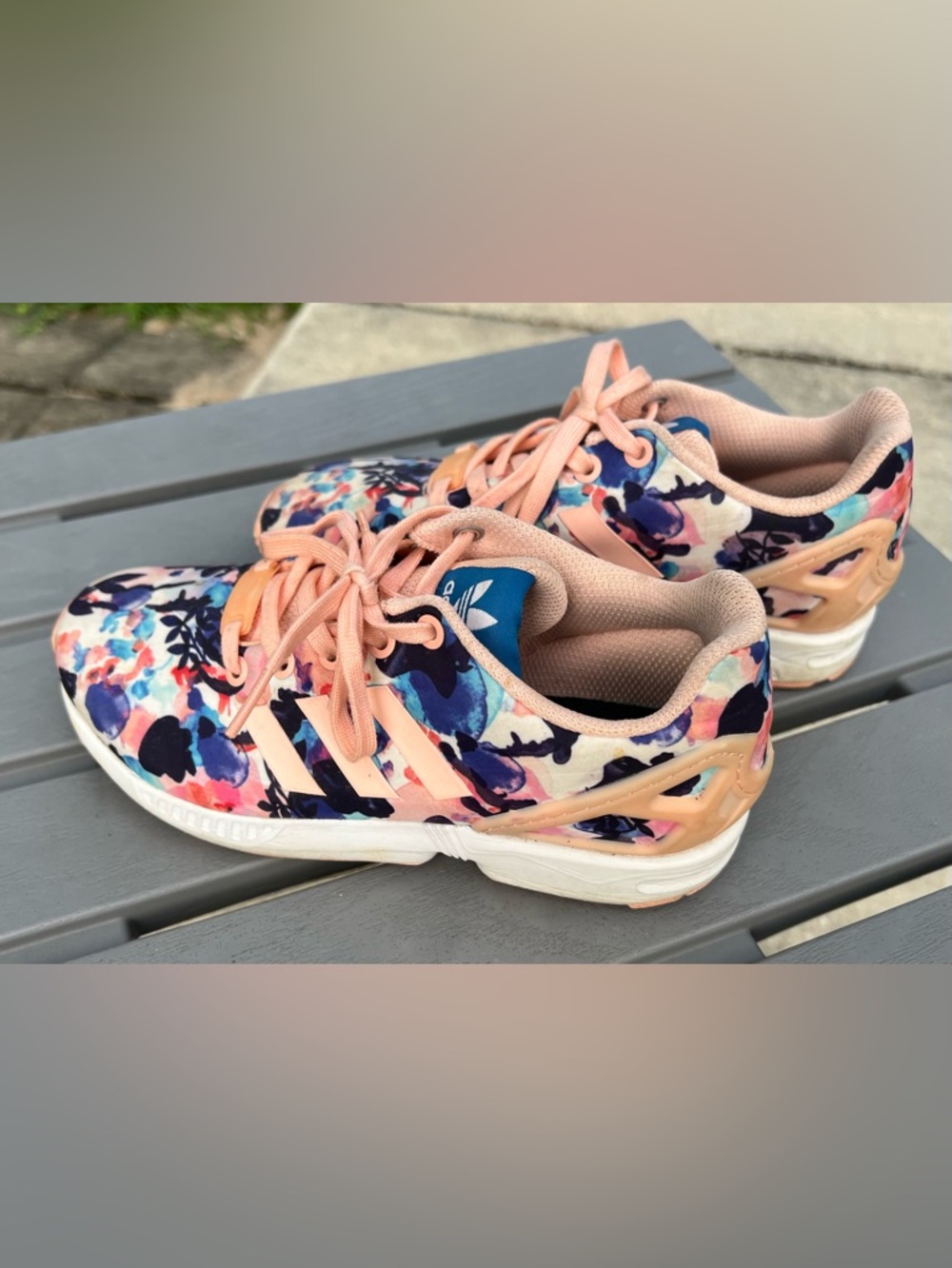 Adidas Torsion ZX FLUX Ortholite Pink PEACH Floral Running Shoes! Size 4.